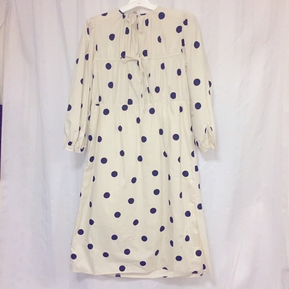 NWOT New Oversized Polka Dot Dress Parachute Puff Sleeve Ecru Black Midi Maxi XS - Picture 7 of 10